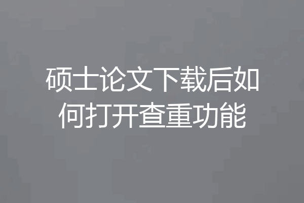硕士论文下载后如何打开查重功能