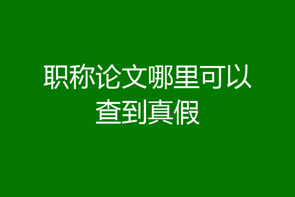 职称论文哪里可以查到真假