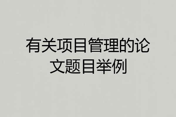有关项目管理的论文题目举例