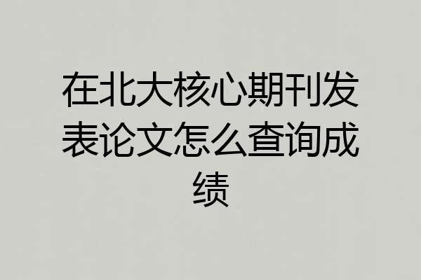 在北大核心期刊发表论文怎么查询成绩