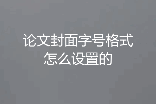 论文封面字号格式怎么设置的