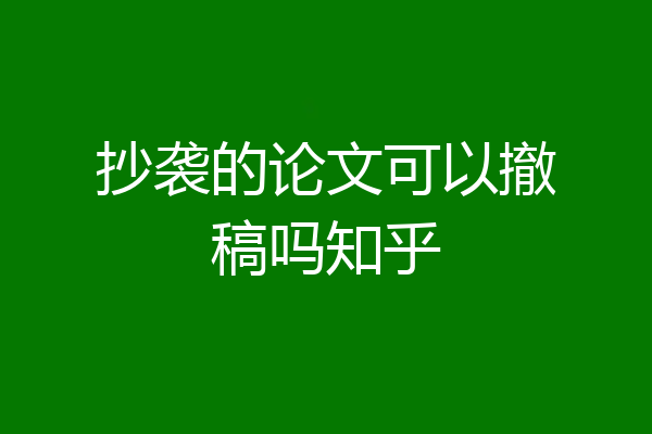 抄袭的论文可以撤稿吗知乎