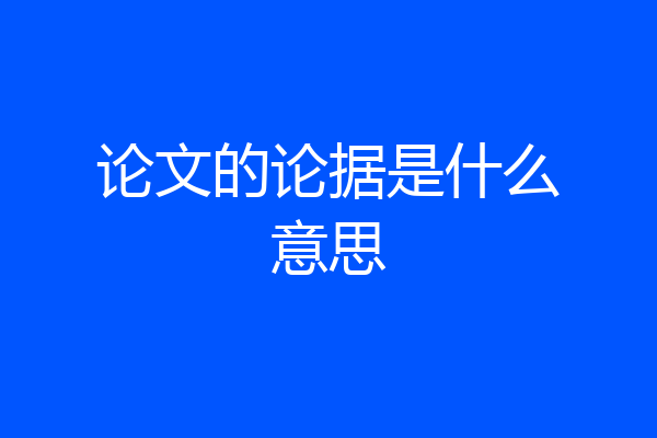 论文的论据是什么意思