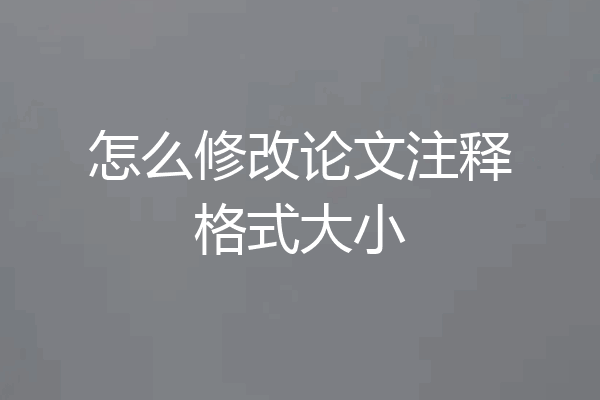 怎么修改论文注释格式大小