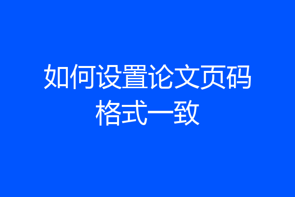 如何设置论文页码格式一致