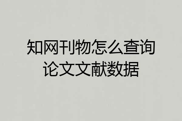 知网刊物怎么查询论文文献数据