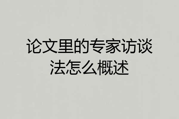 论文里的专家访谈法怎么概述