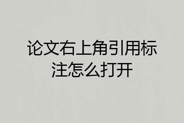 论文右上角引用标注怎么打开