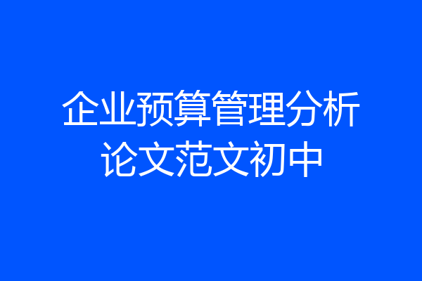 企业预算管理分析论文范文初中