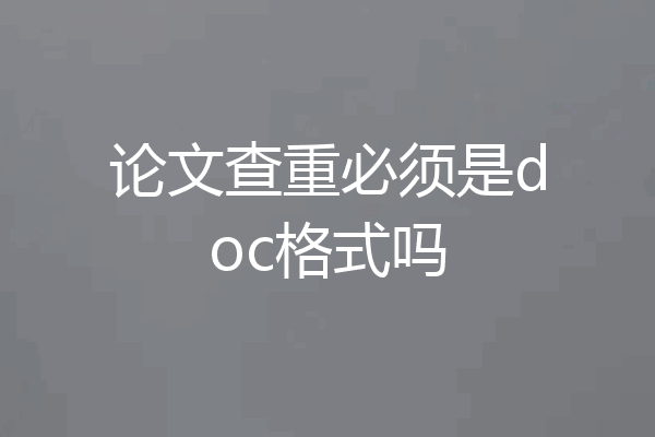 论文查重必须是doc格式吗