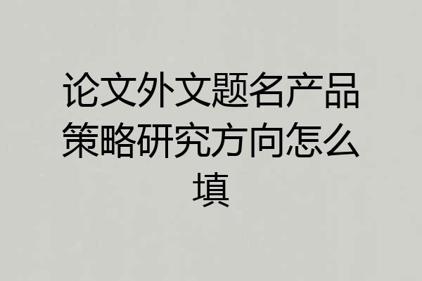 论文外文题名产品策略研究方向怎么填