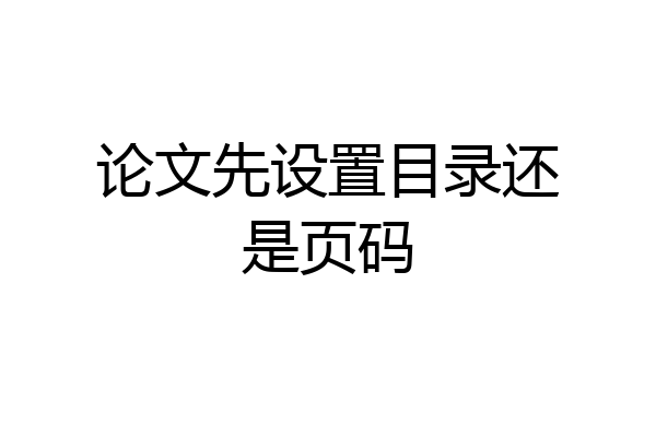 论文先设置目录还是页码