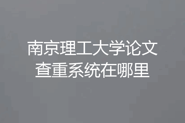 南京理工大学论文查重系统在哪里