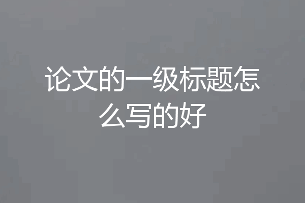 论文的一级标题怎么写的好