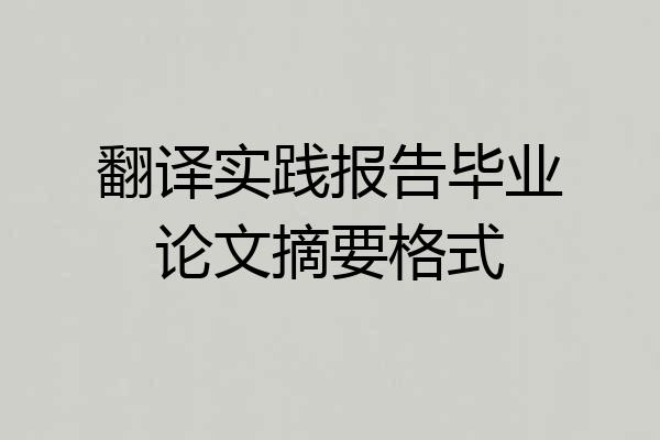 翻译实践报告毕业论文摘要格式