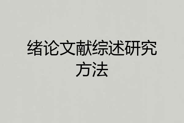 绪论文献综述研究方法