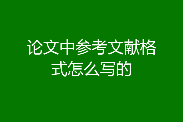 论文中参考文献格式怎么写的