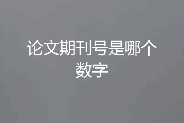 论文期刊号是哪个数字