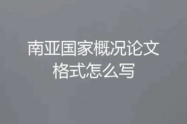 南亚国家概况论文格式怎么写