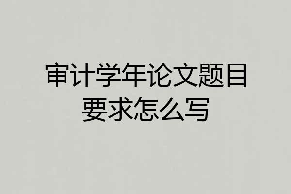 审计学年论文题目要求怎么写