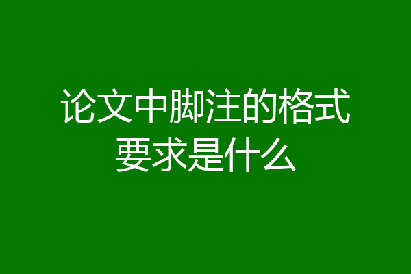 论文中脚注的格式要求是什么
