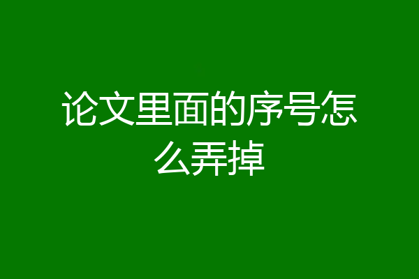 论文里面的序号怎么弄掉