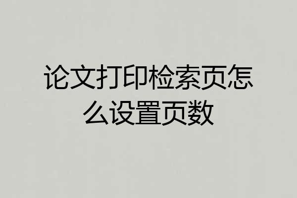 论文打印检索页怎么设置页数