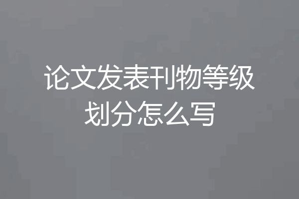 论文发表刊物等级划分怎么写