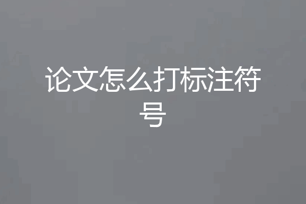 论文怎么打标注符号
