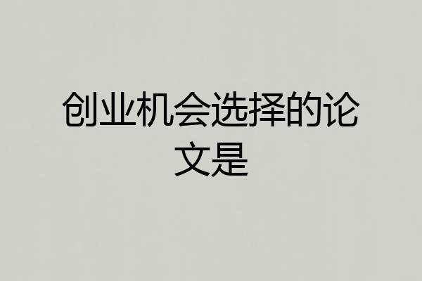 创业机会选择的论文是