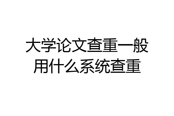 大学论文查重一般用什么系统查重