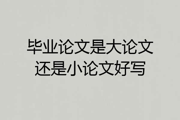 毕业论文是大论文还是小论文好写