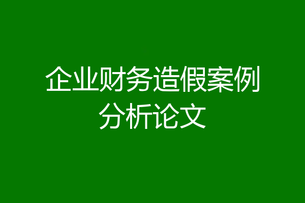 企业财务造假案例分析论文
