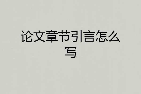 论文章节引言怎么写