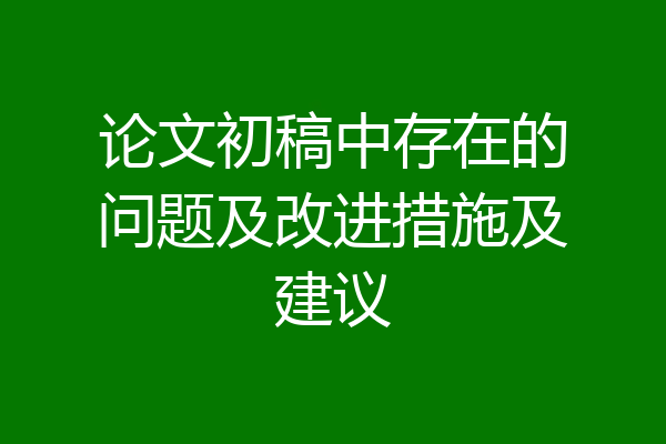 论文初稿中存在的问题及改进措施及建议