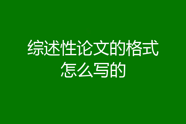 综述性论文的格式怎么写的