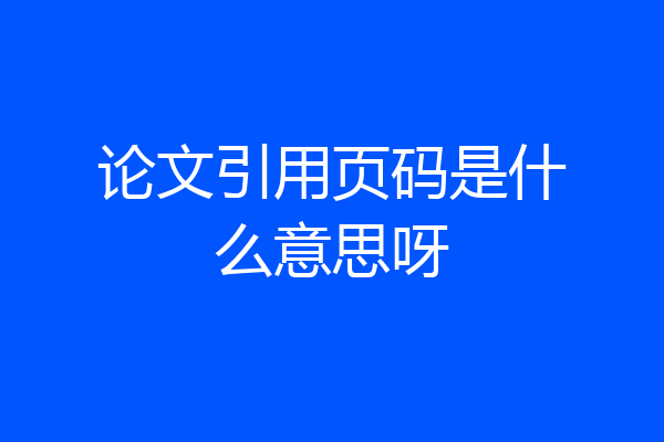 论文引用页码是什么意思呀