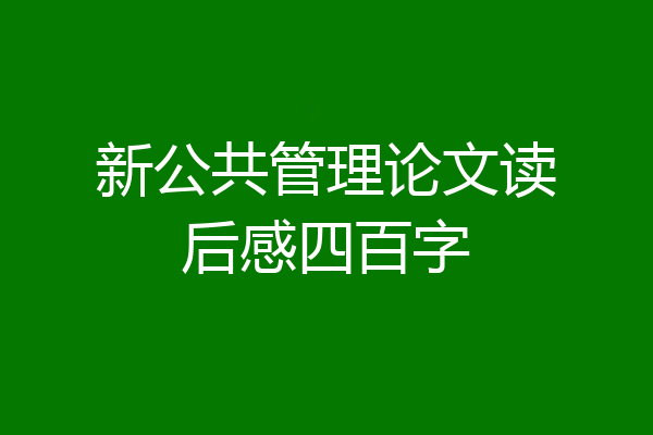 新公共管理论文读后感四百字