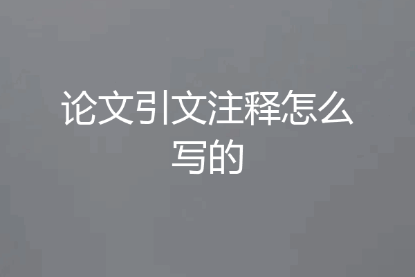 论文引文注释怎么写的