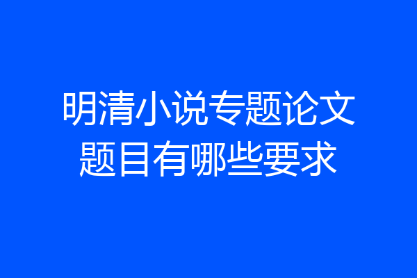 明清小说专题论文题目有哪些要求