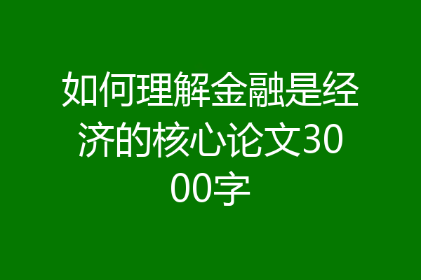如何理解金融是经济的核心论文3000字