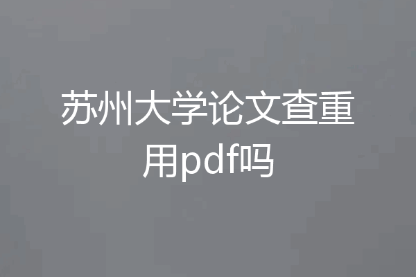 苏州大学论文查重用pdf吗