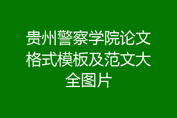 贵州警察学院论文格式模板及范文大全图片