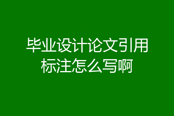 毕业设计论文引用标注怎么写啊