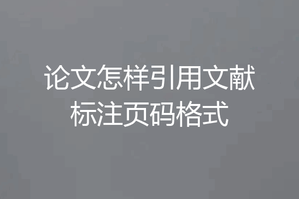 论文怎样引用文献标注页码格式