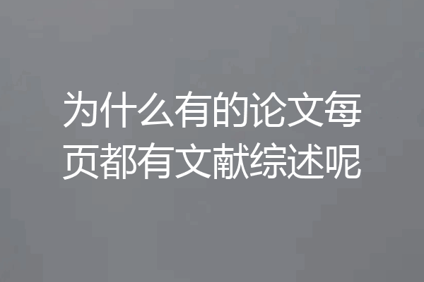 为什么有的论文每页都有文献综述呢