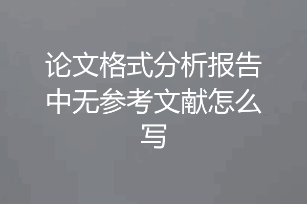 论文格式分析报告中无参考文献怎么写