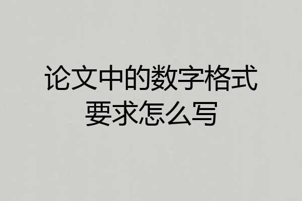 论文中的数字格式要求怎么写