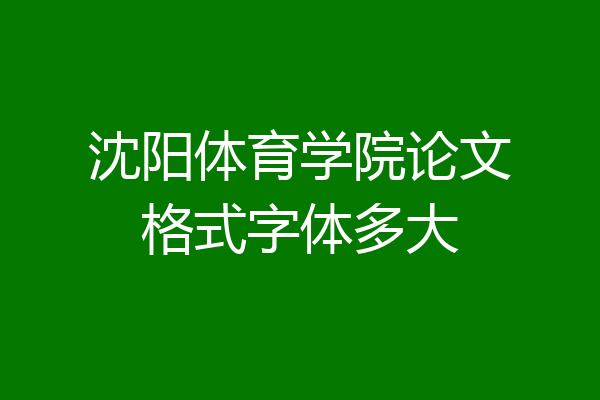 沈阳体育学院论文格式字体多大