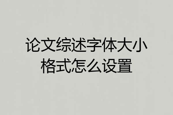 论文综述字体大小格式怎么设置